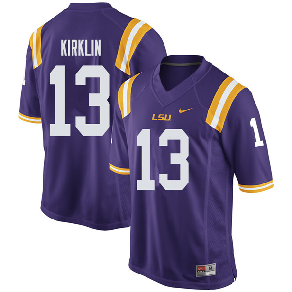 Men #13 Jontre Kirklin LSU Tigers College Football Jerseys Sale-Purple - Click Image to Close